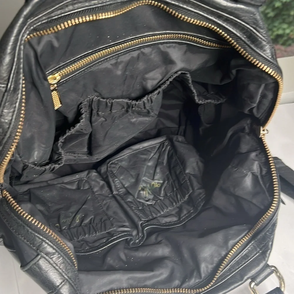 Rebecca Minkoff Knocked Up Diaper Bag Black Nylon & Leather